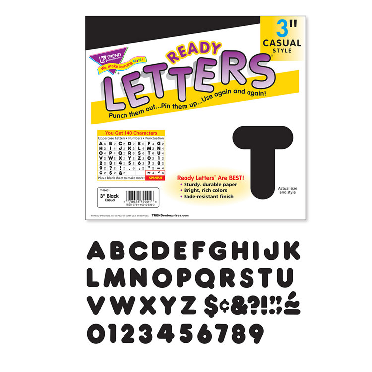 Ready Letters, 3" Casual Black