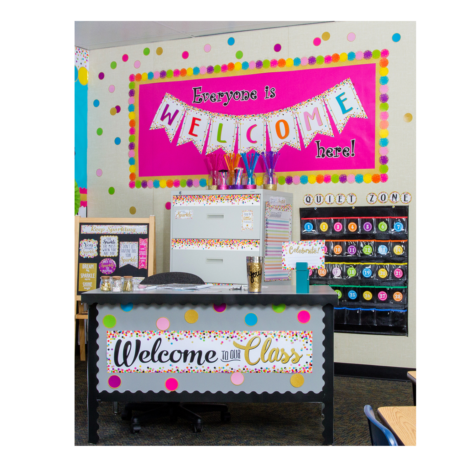 Confetti Pennants Bulletin Board Set Becker's School Supplies