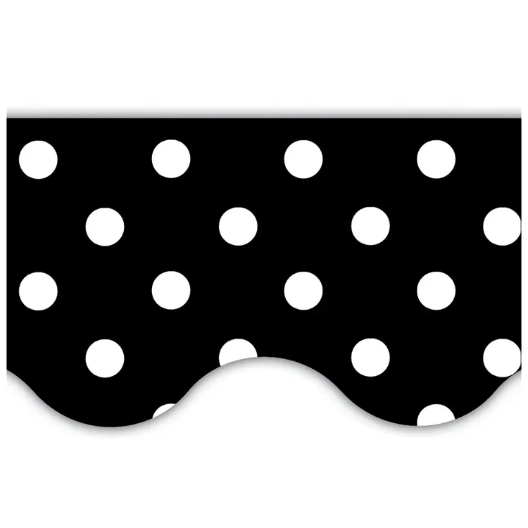 Black Mini Polka Dots Scalloped Border Trim