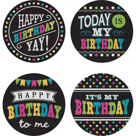 Chalkboard Brights Happy Birthday Wear 'Em Badges