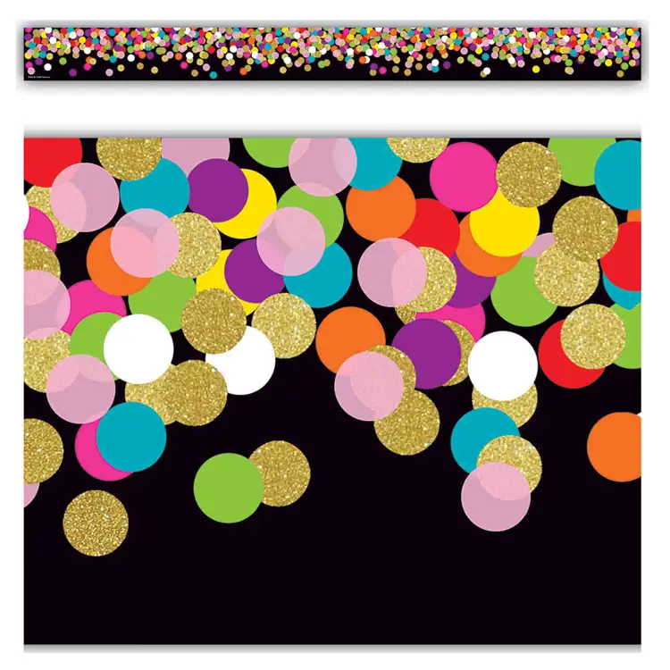 Colorful Confetti on Black Straight Border