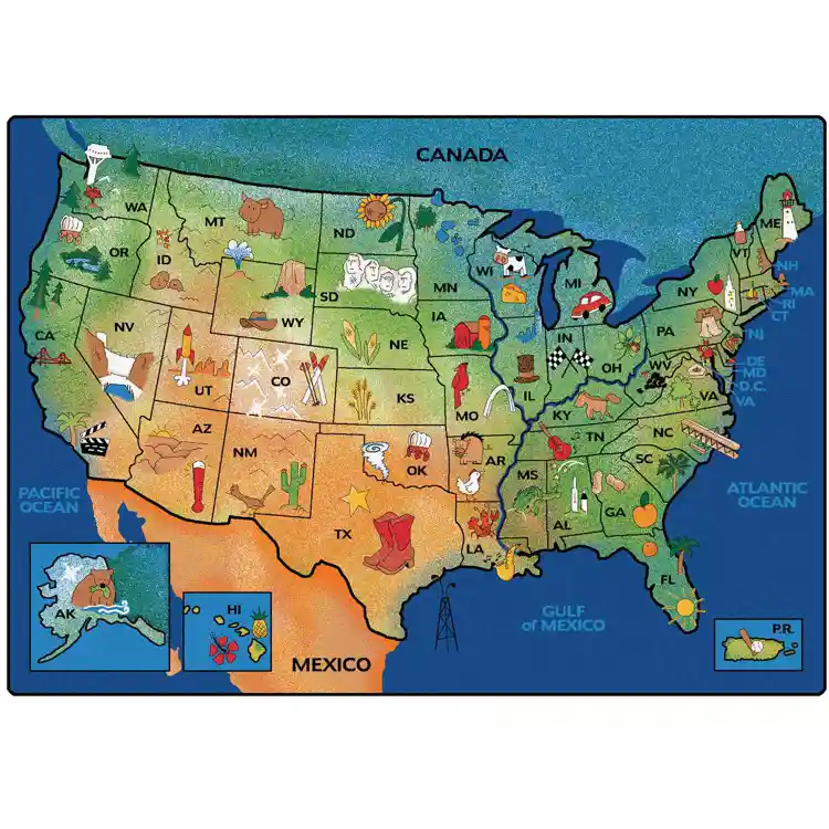 USA Learn & Play Classroom Rug, Rectangle 8' x 12'