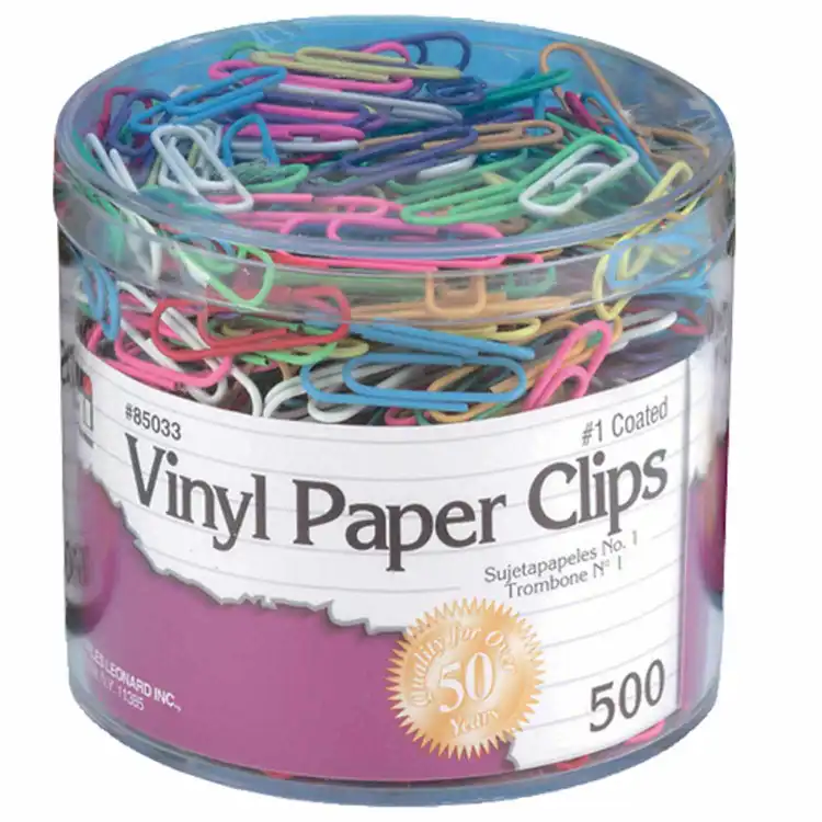 Vinyl Coated Paper Clips, 500 Regular