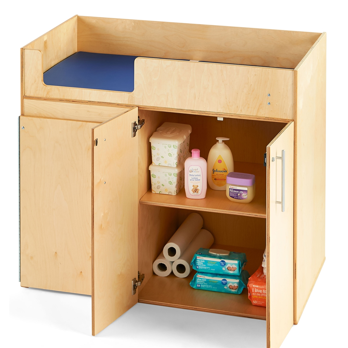 Wood Changing Table with Stairs & Diaper Organizer - Play with a Purpose