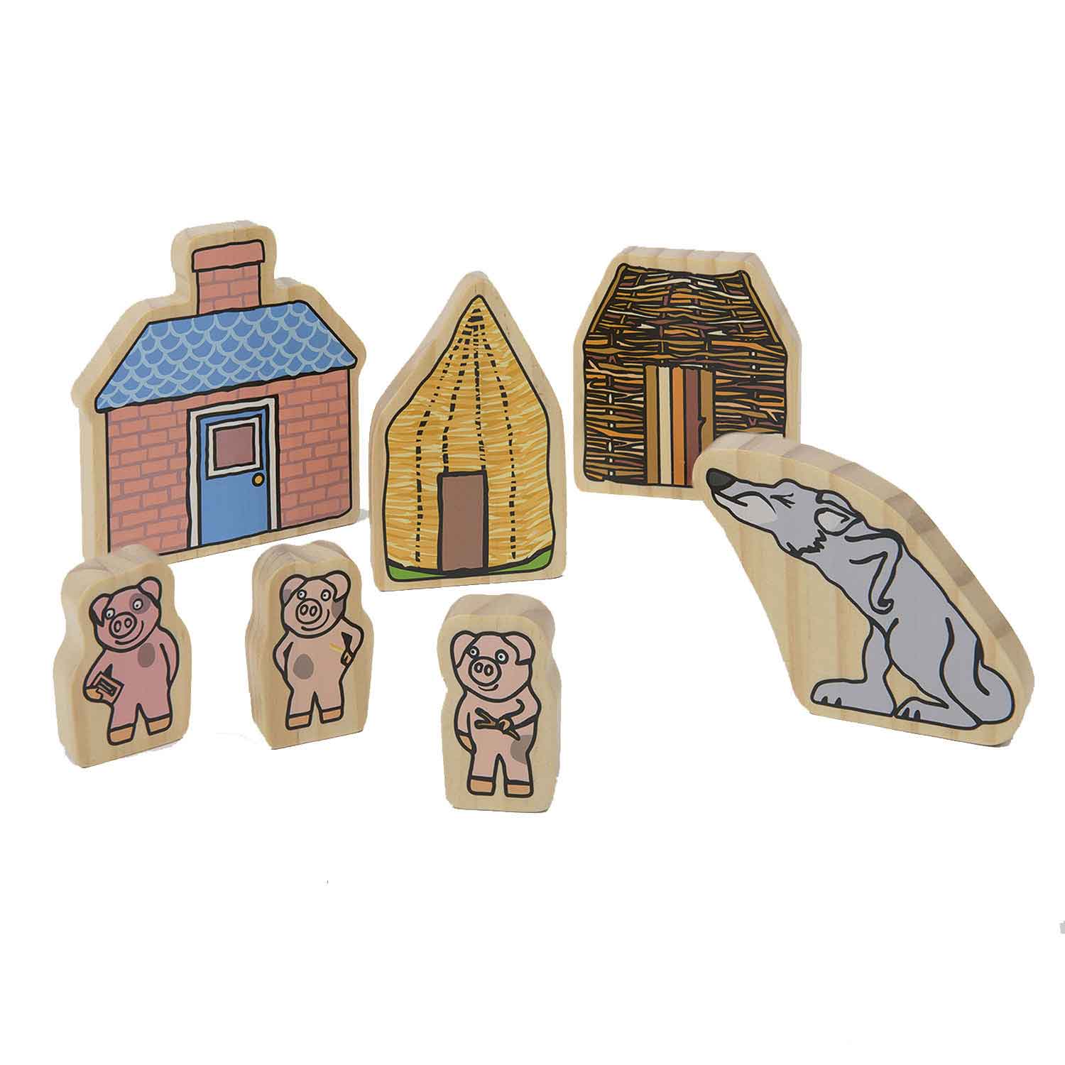 Fairy Tale Wooden Character Set, The Three Little Pigs
