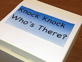 Knock Knock Toddler Activity box with knock knock written on it