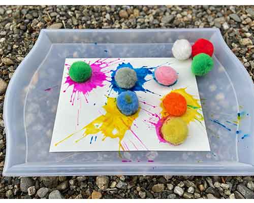 Pom Pom Smush Painting Process Art Activity