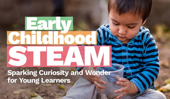 Early Childhood STEAM Webinar Little toddler boy playing with rocks