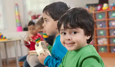Preschool children playing with instruments